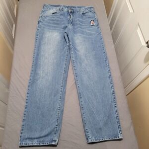 Ecko‎ Unltd. Jeans Mens Size 34 Light Wash Denim Embroidered Logo Casual Pants